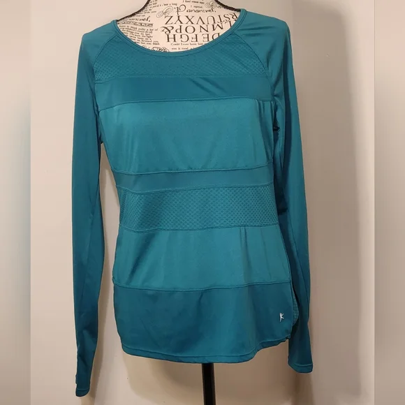 Teal Long Sleeve Women's Athletic Top - Picture 2 of 7